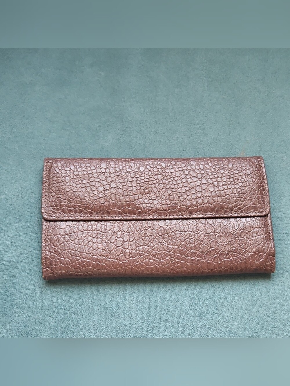 Textured Metallic Brown Fold-Over Wallet